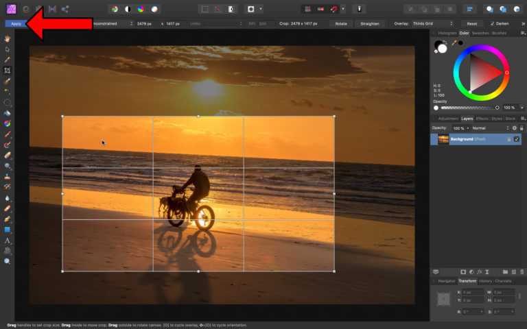 affinity photo crop to selection