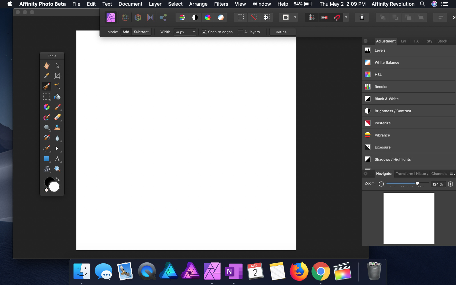 Affinity Photo with separated windows. 